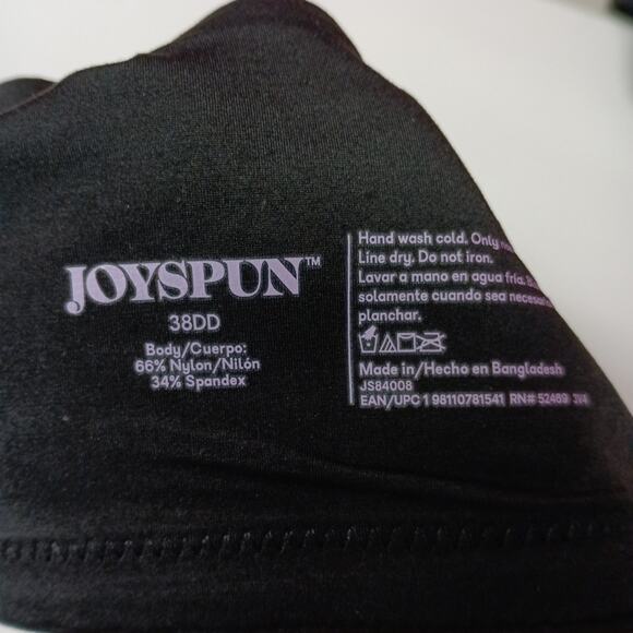 Joyspun Plus Wirefree Full Coverage Bra Women's Size 38DD Black Smooth Wings - Picture 5 of 5